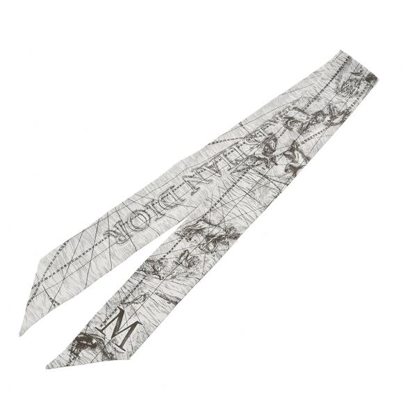 Christian Dior NEW Mitzah White Silk Twill 'M' Bandeau Scarf - Picture 1 of 6